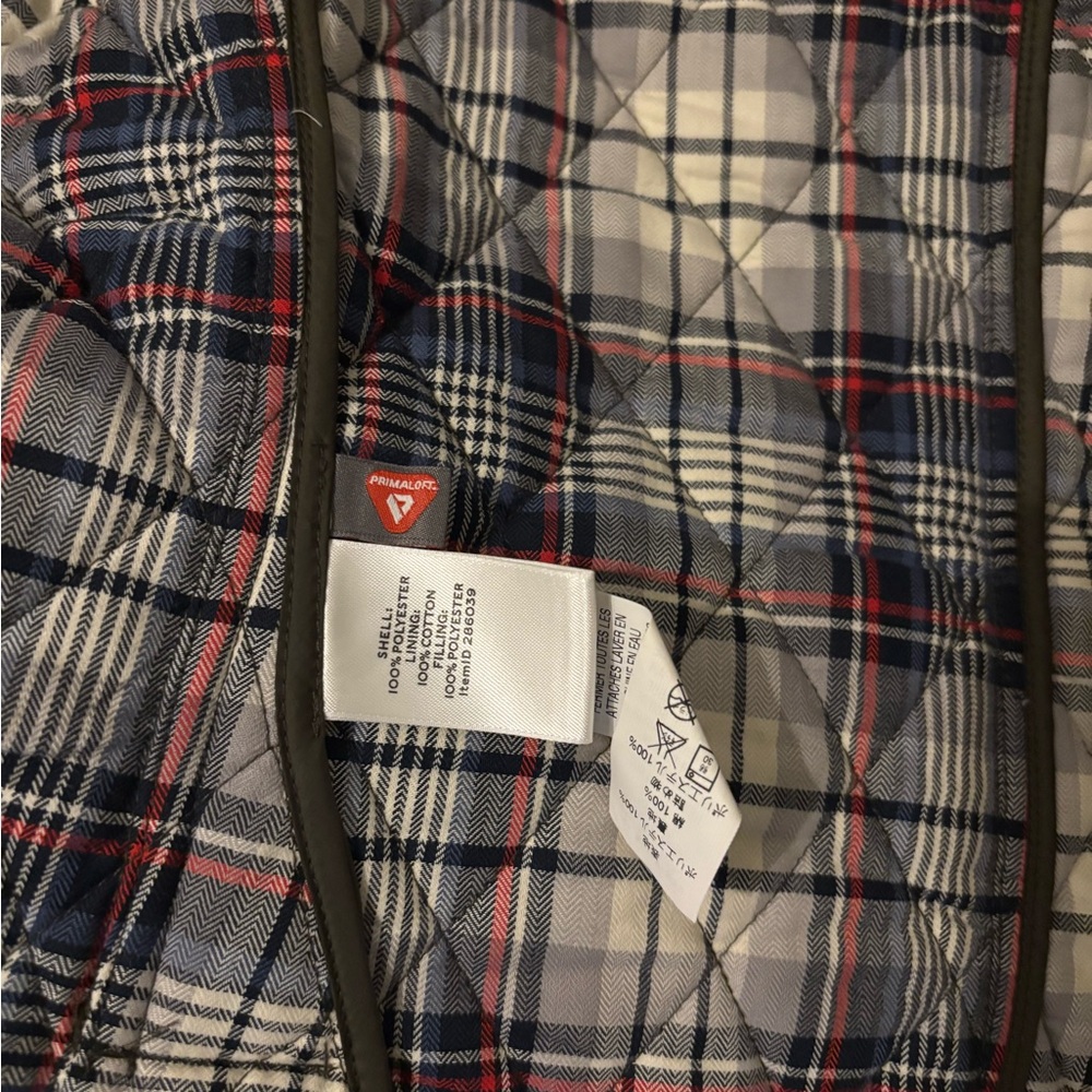 LL Bean Signature Olive Quilted Jacket with Plaid Lining - Picture 7 of 7